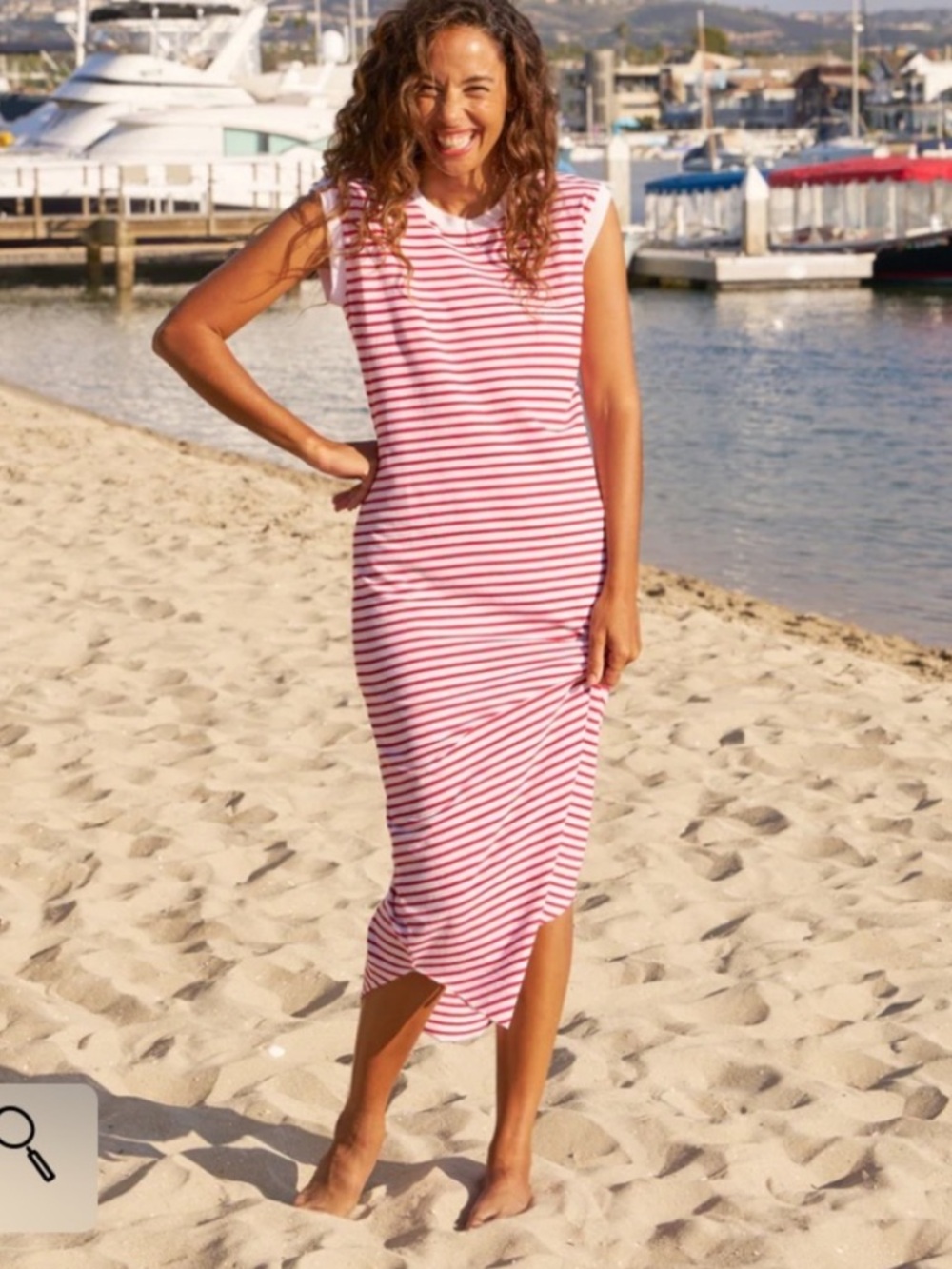 Frank & Eileen Cory Red French Stripe Red White Heritage Jersey Maxi Dress Sz M